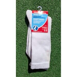 White Diabetic Comfort Women’s Sz 5-9 Non Binding Wide Top One Pair Crew Socks